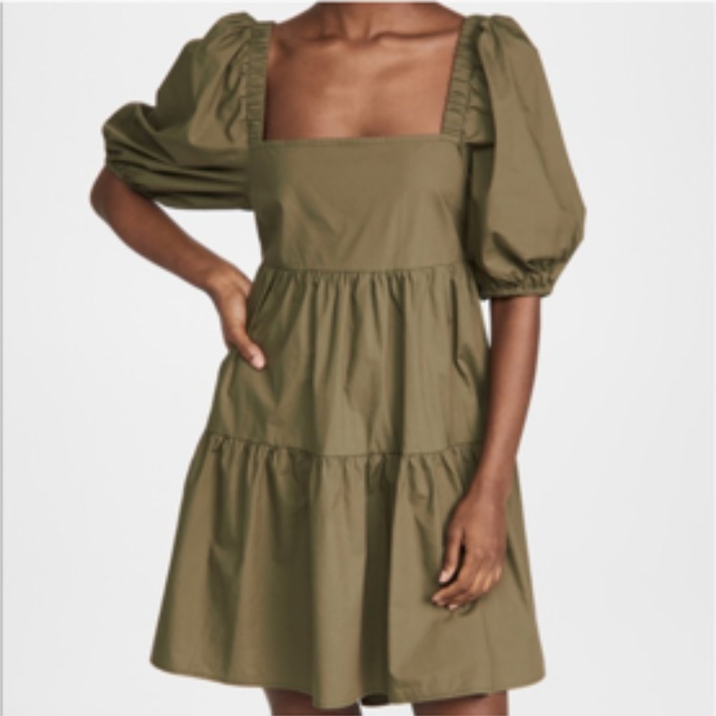 Minkpink Issy Babydoll Smock Dress Green
